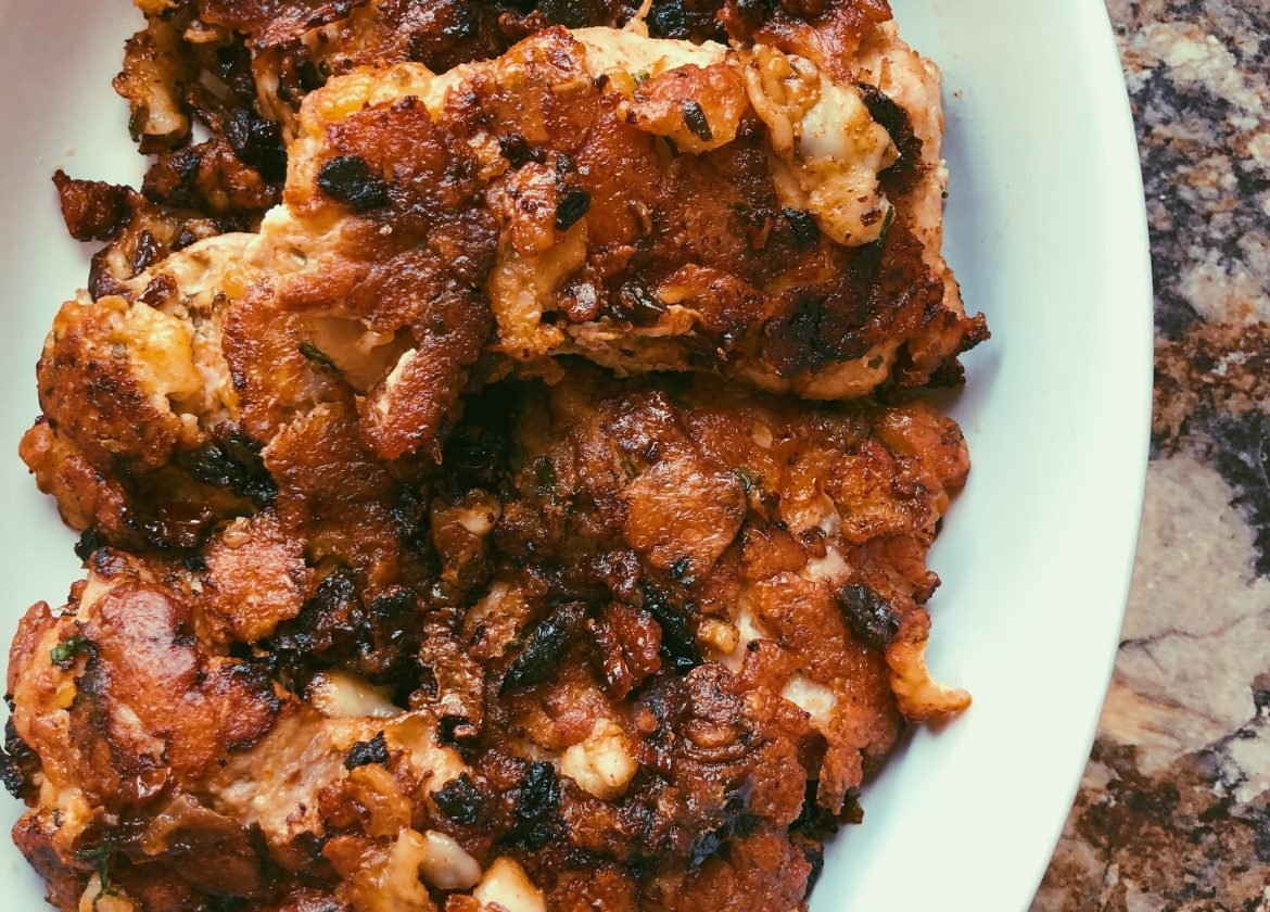 parmesan & sun-dried-tomato-crusted chicken thighs