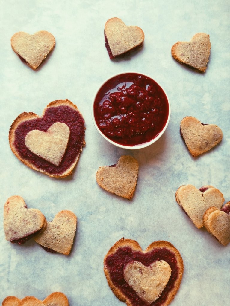 raspberry jam-filled cookies, grain free, scd diet, refined sugar free