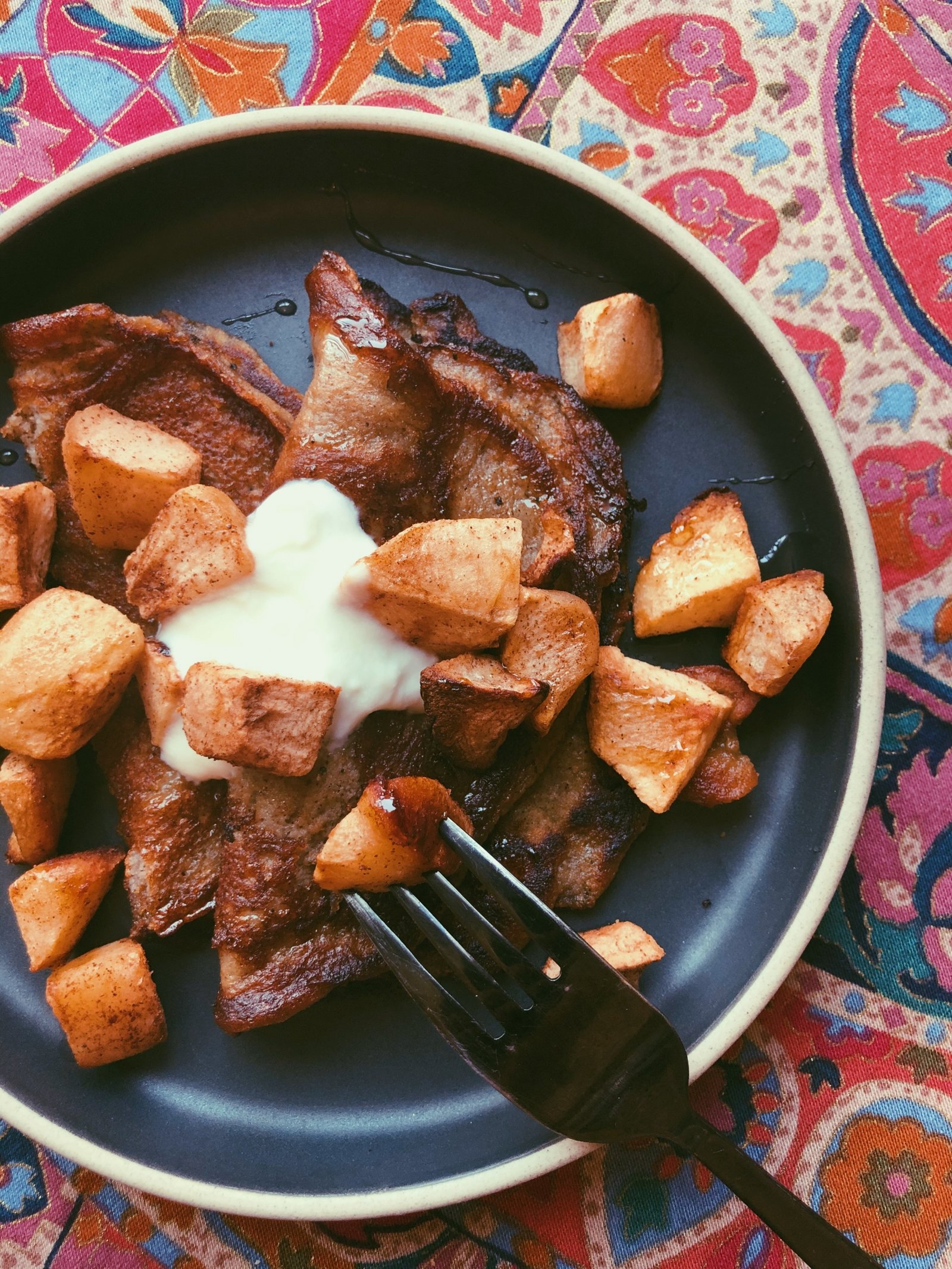 cinnamon chai crepes with baked apples and yogurt (grain free, scd diet)
