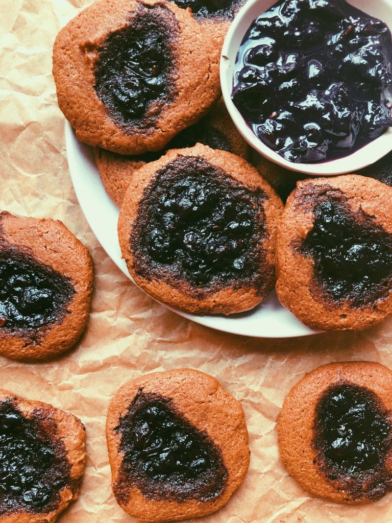 almond butter and grape jelly cookies