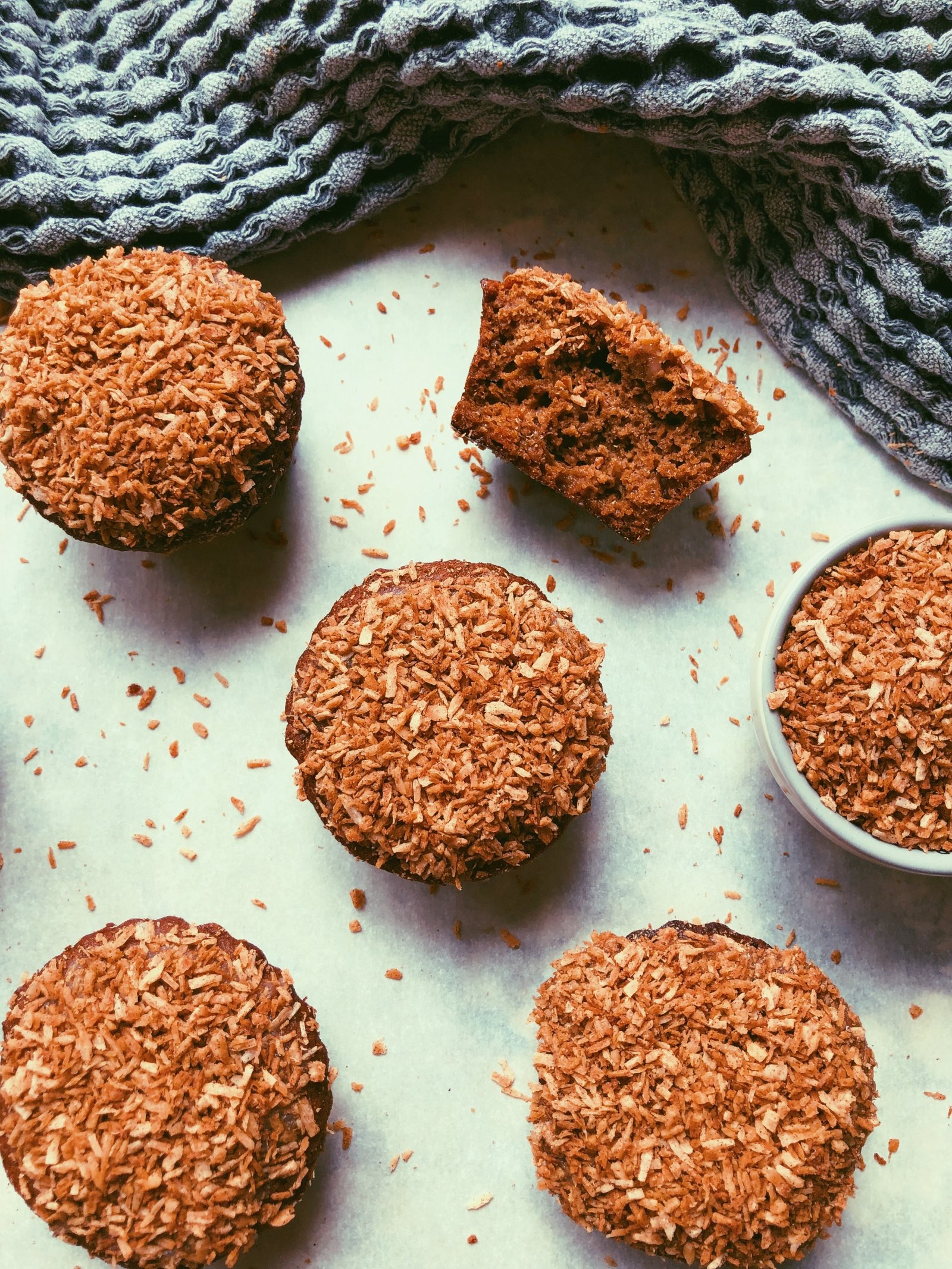 grain free carrot cardamom muffins with toasted coconut