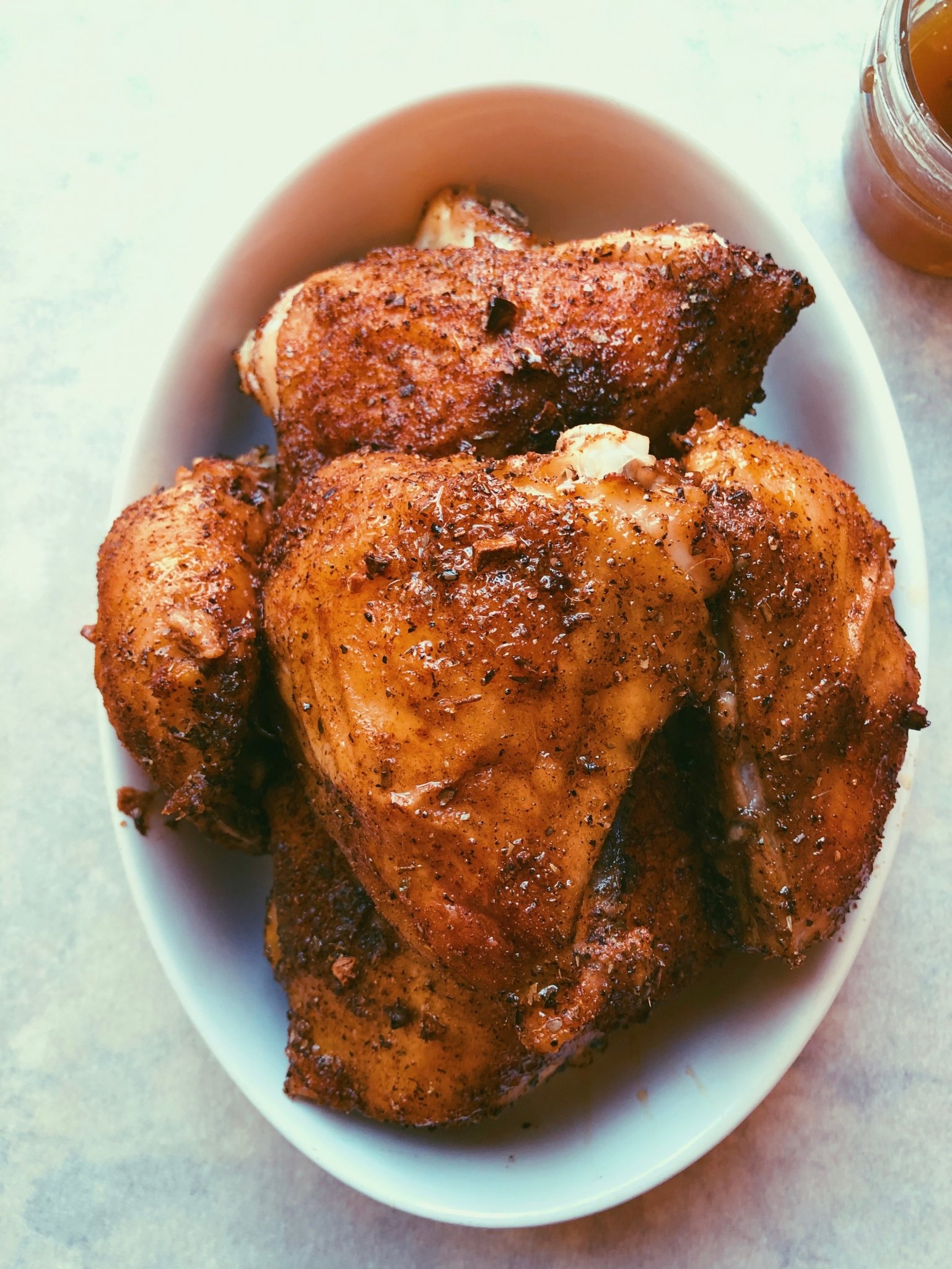baked salt & pepper chicken thighs with honey mustard – grain freee