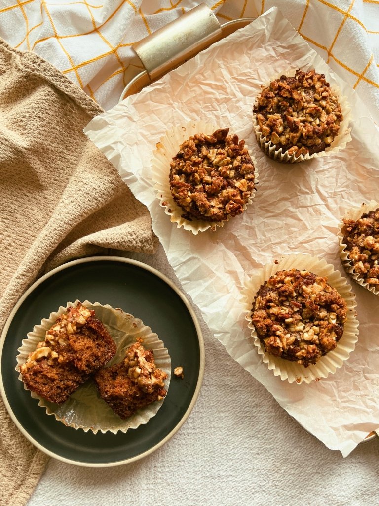 strawberry honey-infused muffins with granola crumb topping