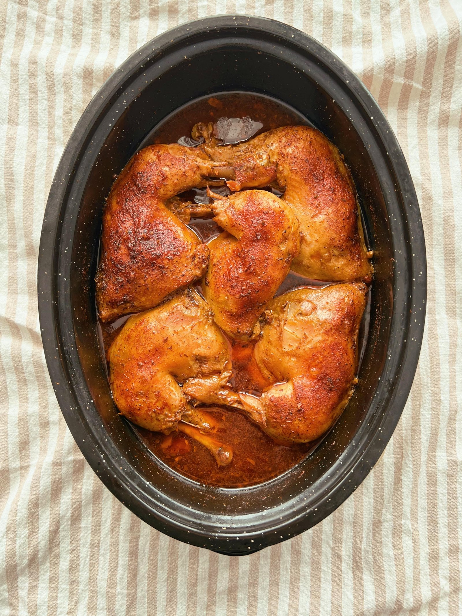slow cooked and tender chicken legs