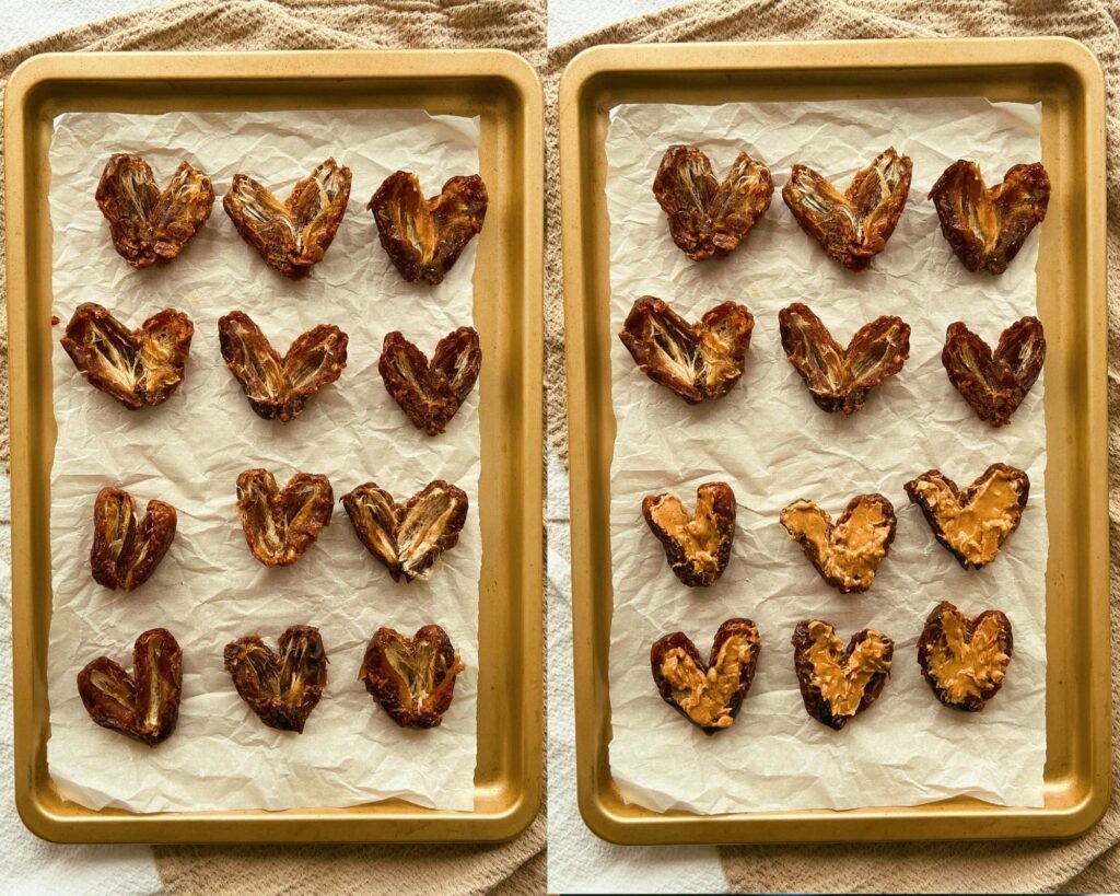 heart-shaped medjool date peanut butter cups