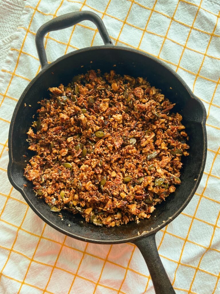 grain free vanilla-scented toasted coconut & cherry granola