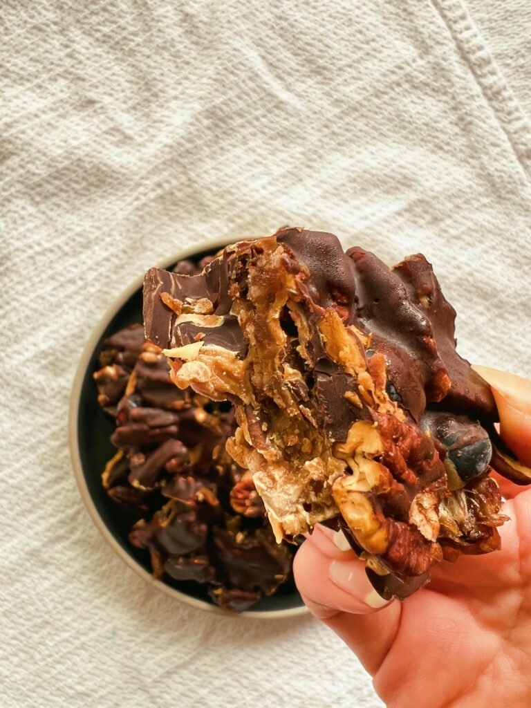 blueberry chocolate pecan date bark