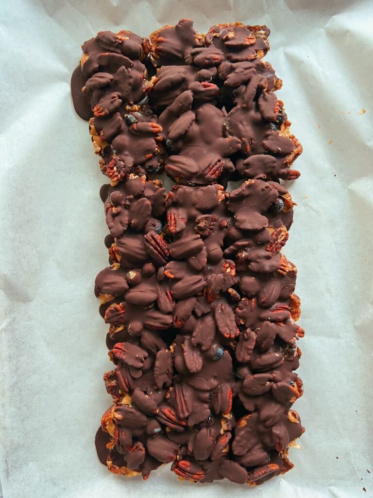 blueberry chocolate pecan date bark