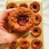 simple vanilla strawberry jam muffins