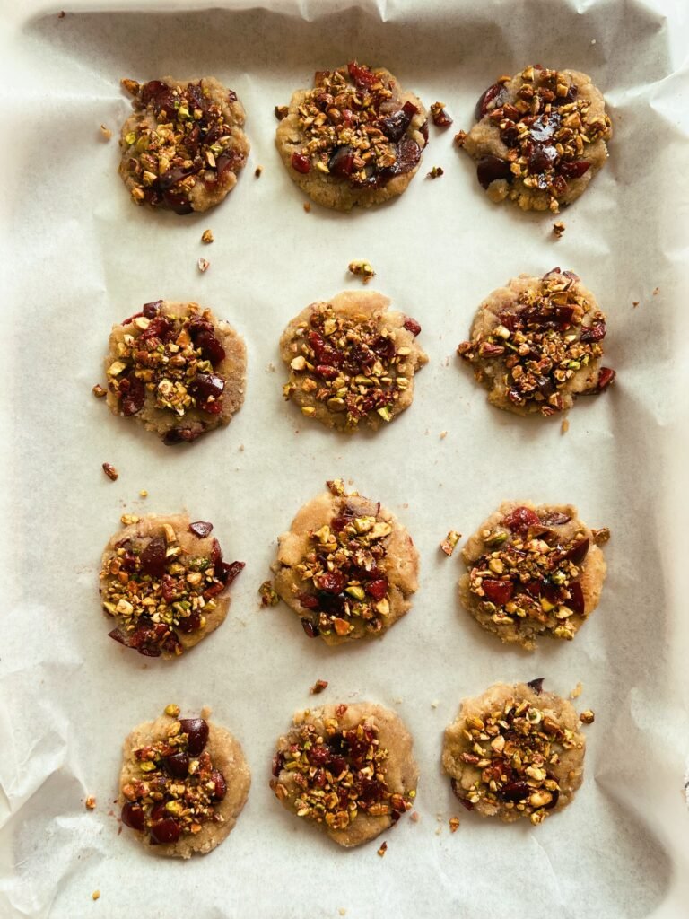 cherry pistachio crumble cookies (grain free)