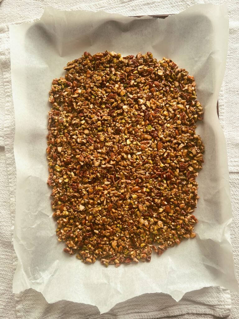 sweet & salty pistachio pecan granola (grain free & refined sugar free)
